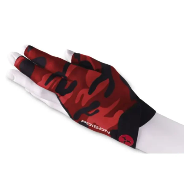 Poison Biljarthandschoen Camo Zwart-rood - Afbeelding 3